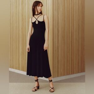 Maje Ryan Black Strappy Midi Dress size L